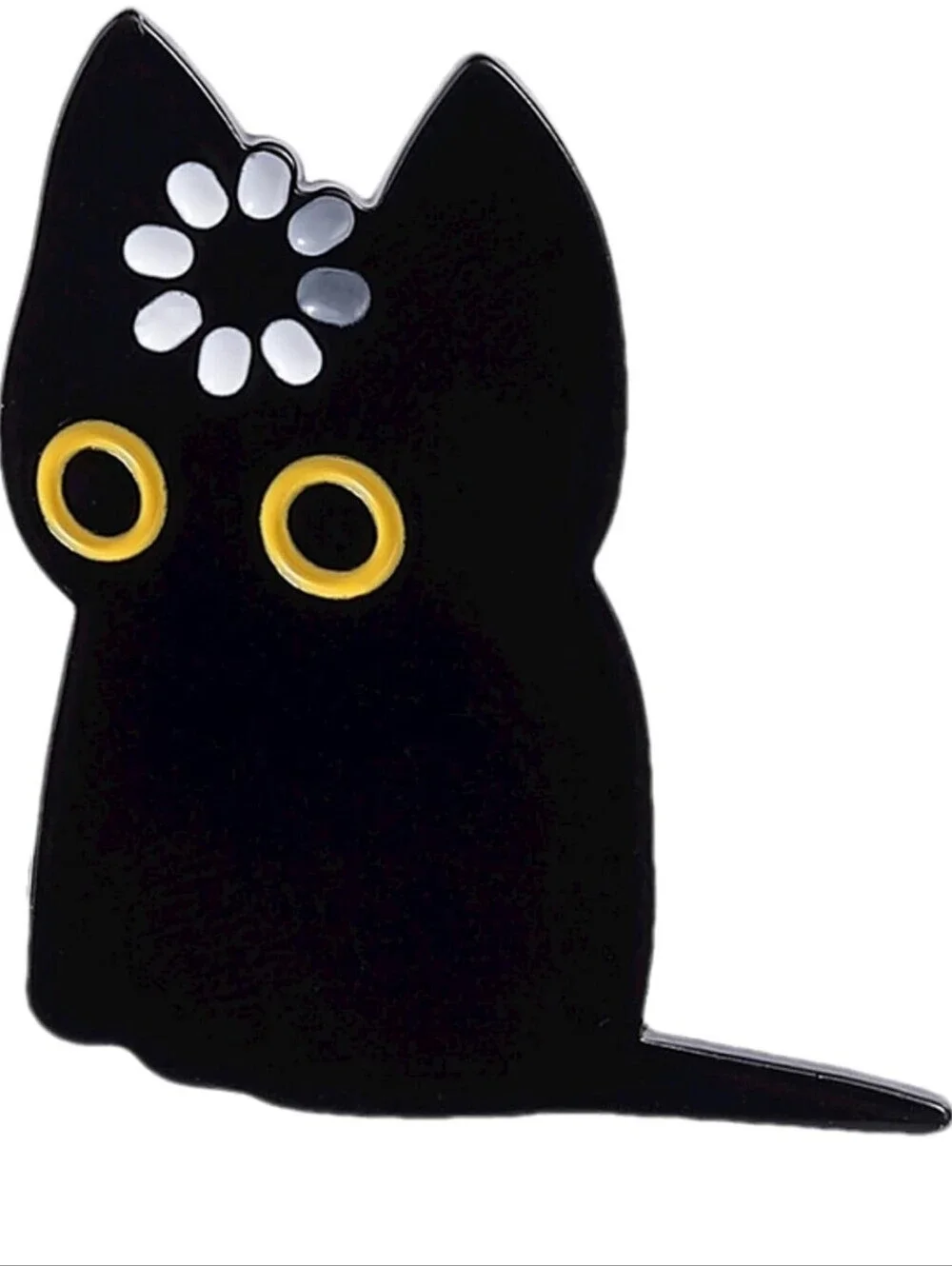 Black Cat Enamel Pin with Yellow Eyes - Cute Cat Accessory
